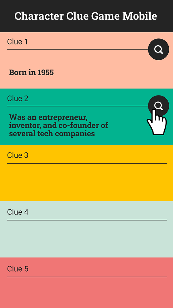 Character clue game mobile